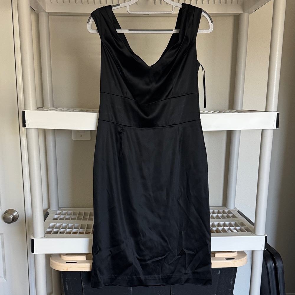 White House Black Market Classic Black Satin Mini Dress